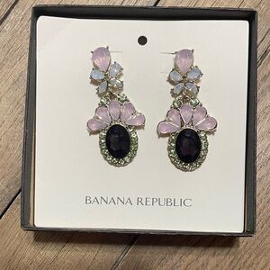 Banana Republic Pink and Green Gemstone Earrings